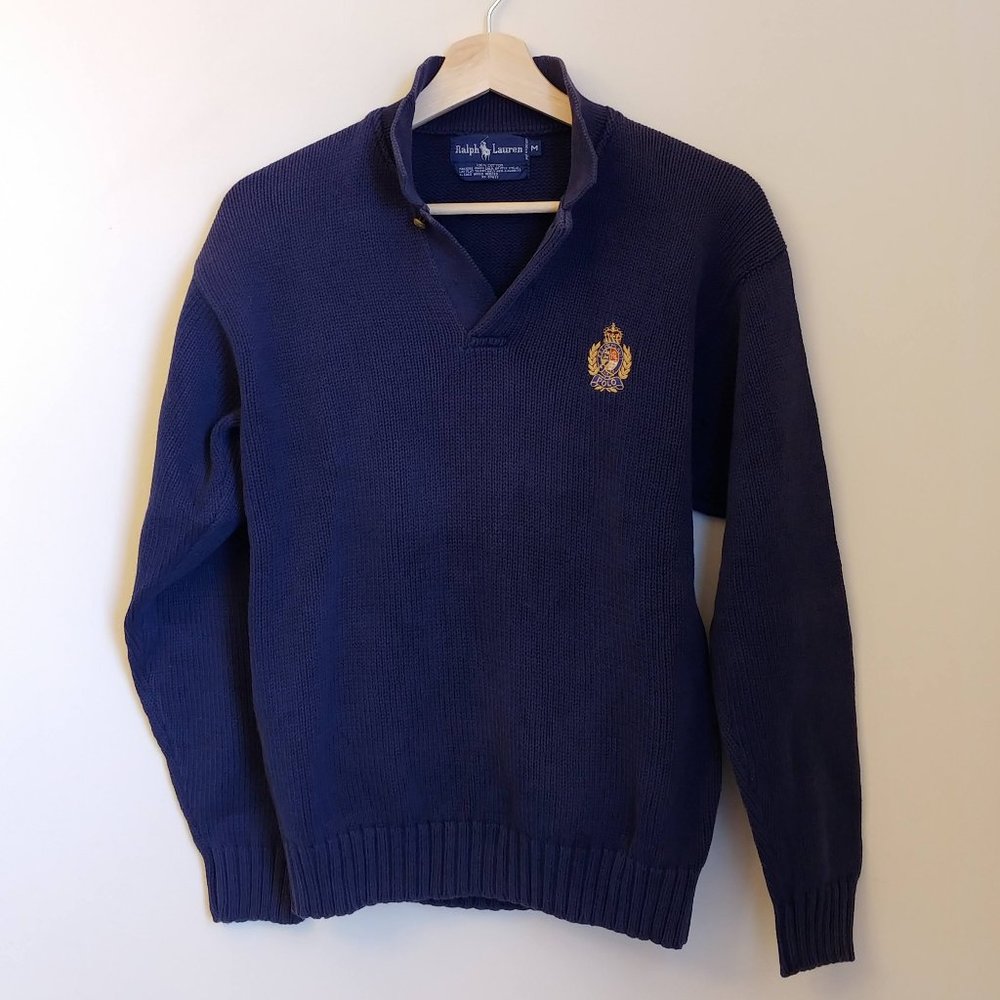 Ralph Lauren Navy Blue Crew Neck Sweater